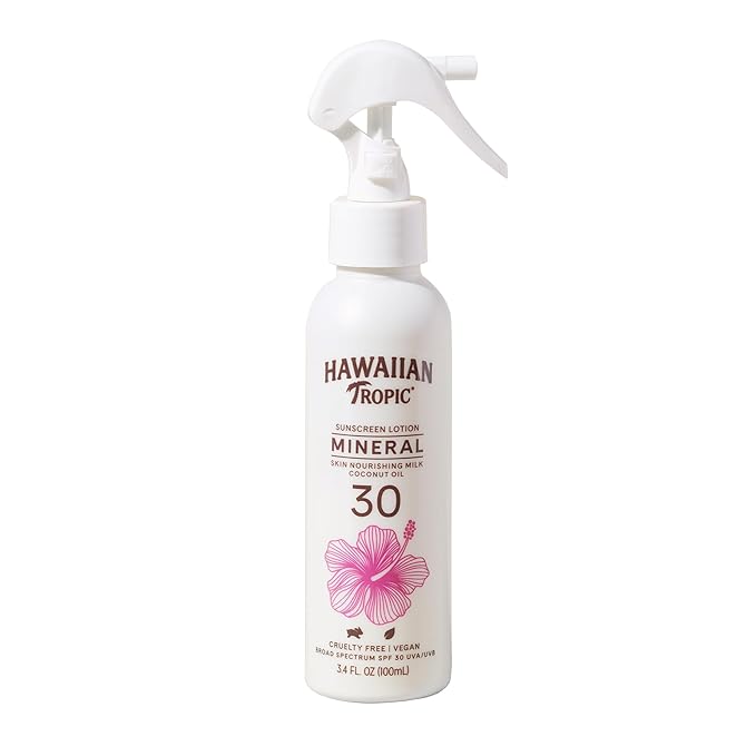 Hawaiian Tropic Skin Nourishing Milk Mineral Sunscreen Spray Lotion SPF 30, 3.4oz | Travel Size Sunscreen Zinc Oxide, Sun Milk, Mineral Sunblock Spray SPF 30, Oxybenzone-Free, 3.4oz