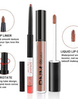 evpct 2Pcs Nude Brown Lip Liner and Matte Lipstick Makeup Sets, Vegan Lipstick Lip Liner and Gloss Stain Set Long Lasting Waterproof labiales mate 24 horas originales matte larga duracion 24 27#