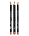 NYX PROFESSIONAL MAKEUP Slim Lip Liner Set, Long-Lasting Creamy Lip Liner Pack Of 3 (Peakaboo Neutral, Nude Pink, Ever)