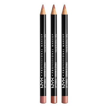 NYX PROFESSIONAL MAKEUP Slim Lip Liner Set, Long-Lasting Creamy Lip Liner Pack Of 3 (Peakaboo Neutral, Nude Pink, Ever)