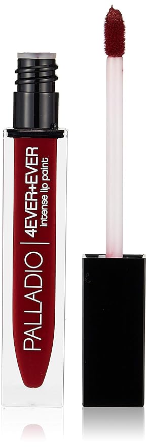Palladio 4 Ever + Ever Intense Lip Paint, Liquid Lipstick, High Pigmented Lip Gloss, High Shine Vinyl Finish, Rich Color Coverage, Moisturizes Lips, Doe Foot Wand Applicator, Everlasting