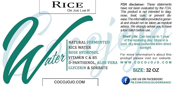 Dr Joe Lab Rice Water Growth Mix - Nourishing Toner with Rose Hydrosol Aloe Vera Face & Scalp Essence Rice Extract Pro Vitamin B5 Oily Skin Alcohol-Free Spray Spritz (32 oz & Empty Sprayer)