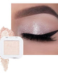 evpct Pear White Shimmer Single Eye shadow Palette Makeup for Older Women, Glitter Sparkly Pearl Shimmer Cream Eyeshadow Palette Brightener Make up, High Pigment Waterproof Monochrome Mini Eyeshadow