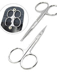 Pack of 2 Curved & Rounded Blunt Tip Stainless Steel Small Scissors for Eyebrows & Eyelashes, Beard Trimming & Moustache, Baby Nails, Nose & Facial Hair