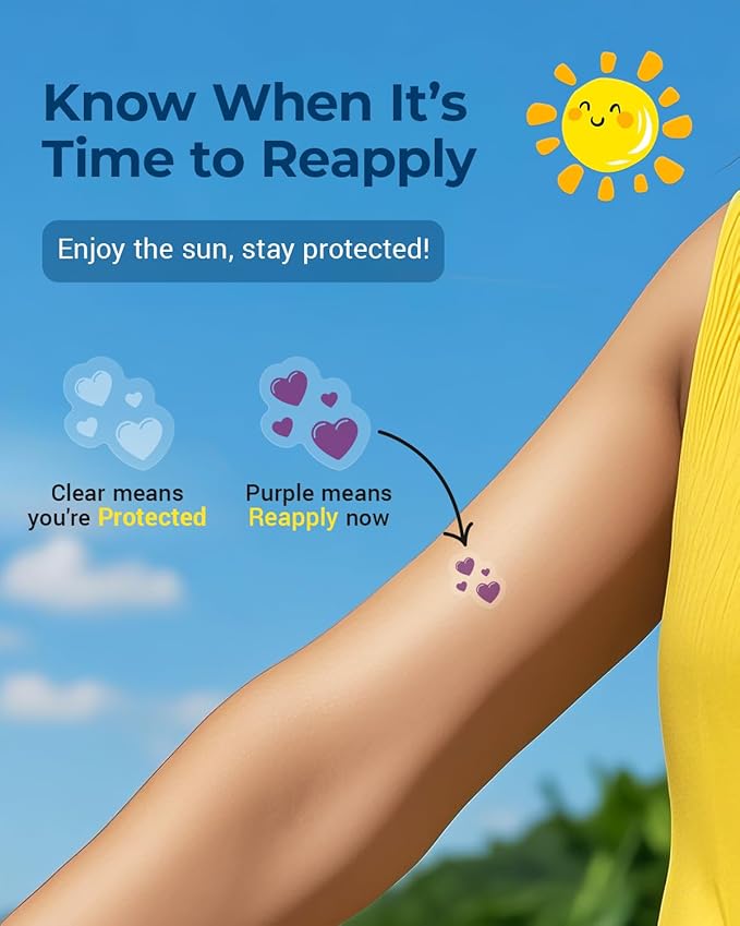 80 Pcs UV Stickers for Sunscreen, Sunscreen Stickers Reapply Reminder Know When to re-Apply Sunscreen, UV Detection Stickers Waterproof, Sunny UV Patches Reminder, SPF UV Spots for Kids Boy Girl Adult