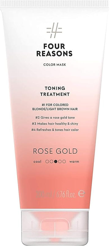 Four Reasons Color Mask - Rose Gold - (19 Colors) Toning Treatment, Color Depositing Conditioner, Tone & Enhance Color-Treated Hair - Semi Permanent Hair Dye, Vegan and Cruelty-Free, 6.76 fl oz