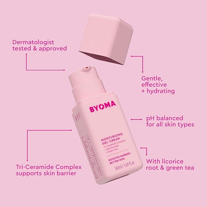 BYOMA Moisturizing Gel Cream - Barrier Repair Cream/Gel Face Lotion with Niacinamide and Green Tea - Ceramide Face Moisturizer for Dry Skin - Alcohol Free, Oil Free Face Moisturizer - 1.69 fl. oz