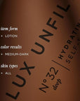 '+ Lux Unfiltered N°32 DEEP Gradual Self Tanning Cream in Santal, Hydrating Self Tanning Lotion, Gluten Free, Vegan + Cruelty Free Self Tanner, Luxurious Sunless Tanner Loaded with Antioxidants