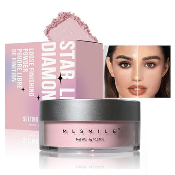 AKARY Pink Translucent Setting Powder, Shimmer Finishing Powder