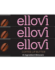 Ellovi Natural Lip Butter Lip Balm - Coffee - Pure Enough to Eat - Made With Just 6 Vegan Ingredients - 100% Natural & Organic Moisturizing Lip Care for All Day Hydration (3-Pack)