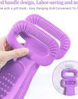 Inmorven Exfoliating Back Scrubber for Shower with Handles, 30 Inch Double-Sided Back Exfoliator Body Scrub Towel, Exfoliating Washcloth Bath Tool for use in Shower, Clean Skin for Men & Women(Purple)