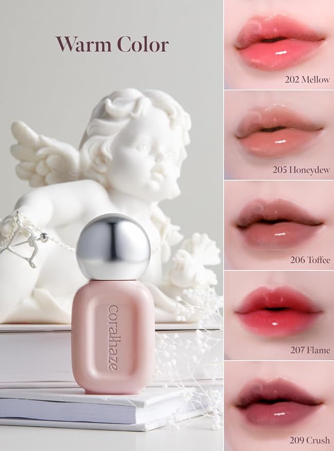 Dew Drop Tint #206 Toffee 4.5g, Hydrating, Glossy, Lightweight Lip Stain with High-shine, Long Lasting Color with Moisturizing Lip Drop, Dewy Finish, Korean Beauty Makeup