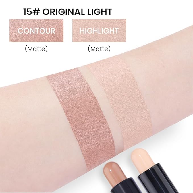 Kaely 2in1 Cream Bronzer Highlighter Stick,Face Shaping Contouring Shades Makeup,15