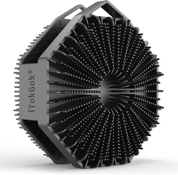 iTokGoK® Premium Silver-Infused Dual-Sided Design 2-in-1 Silicone Body Scrubber for Shower,Body Brush Buffer Scrubber for Men and Women for All Skin, Ergonomic No-Slip Handle, Easy to Clean - Black