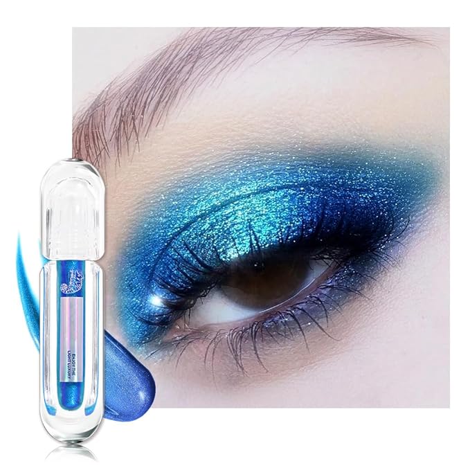 AMY'S DIARY Duochrome MultiChrome Chameleon Liquid Metallic Eyeshadow, High-Impact Multi-Dimensional Finish,blue Teal Silky Smooth and High Pigment Holographic Glitter Eyeshadow Makeup (05#)