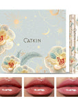 CATKIN Glossy Lip Balm 3pcs Gift Set, Ultra Hydating Glow Lip Tinted Jelly Plump Melting Balm Shea Butter Repair Soothing For Dry Lips Dewy Finished 0.12 oz 01