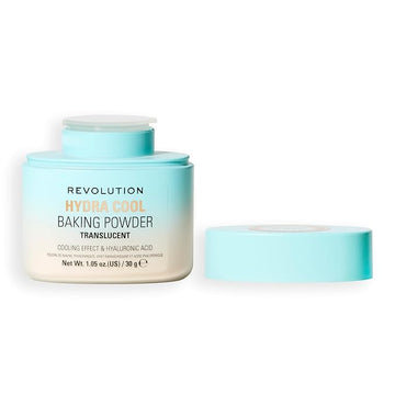Revolution Beauty London, Hydra Cool Cooling Loose Baking Powder, Makeup Setting Powder for Hydrating Skin, Enriched with Hyaluronic Acid, Vegan & Cruelty-Free, 1.05 oz