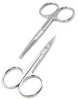 Pack of 2 Curved & Rounded Blunt Tip Stainless Steel Small Scissors for Eyebrows & Eyelashes, Beard Trimming & Moustache, Baby Nails, Nose & Facial Hair