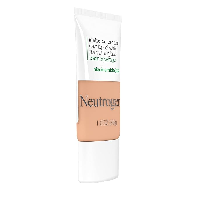 Neutrogena Clear Coverage Flawless Matte CC Cream, Full-Coverage Free, Sand, 1 oz