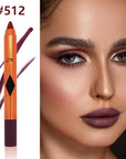 Deep Purple Red Lip Liner Pencil, Smooth Matte Lipstick Crayon with Lip Pencil Sharpener for Women, Velvet Smudge Proof Smudgeproof Waterproof No Transfer Makeup Forever Lipliner 512#