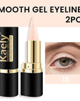 Kaely 2Pcs Bright Nude Gel Eyeliner for Waterline, Natural Cream Eye Liner Waterproof Smudge Proof, Matte Pencil Eyeliner Eyeshadow Stick, Brighten Eye Makeup, Vegan & Cruelty-Free