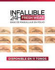 L'Oreal Paris Makeup Infallible Fresh Wear Foundation in a Powder, Up to 24H Wear, Waterproof, Linen, 0.31 oz.