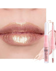 evpct Champagne Gold Metallic Glitter Lip Liner and Lipstick Combo Lip Gloss Stain Set Makeup for Women Long Lasting Waterproof 24, Blonde Frosted Metallic Shimmer Glossy iridescent Liquid Lipstick 05