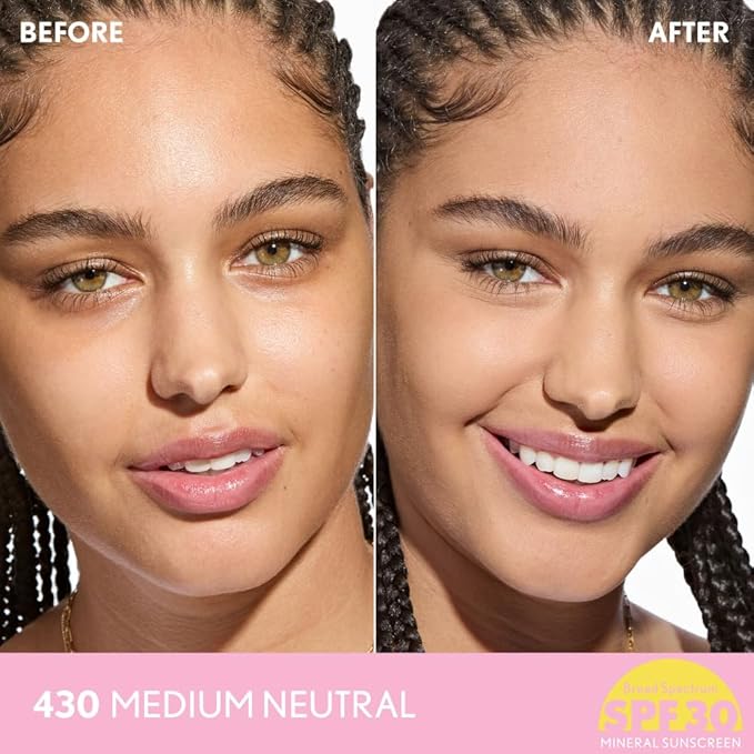 COVERGIRL Clean Fresh Blurring Skin Tint with SPF 30, 430 Medium Neutral, Liquid Foundation, Soft Matte Finish, Smooths, Brightens, Blurs Pores, Mineral Sunscreen, Vegan Formula