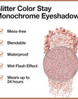 Monochrome Pressed Eyeshadow, Waterproof Neutral Powde Mini Shimmer Rose Gold Eyeshadow, sombras para ojos, Talc, Paraben & Cruelty Free (H03#Shimmer Rose Gold)