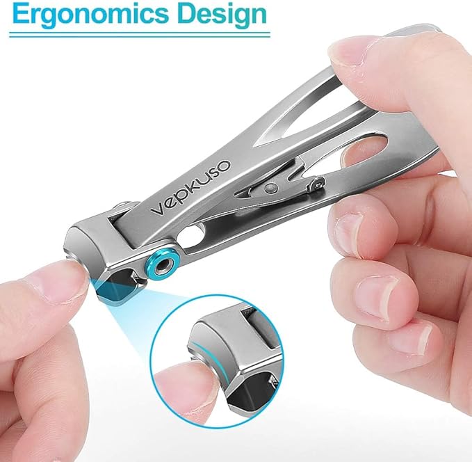 Nail Clippers for Men – Vepkuso Toenail Clippers for Thick Toenails for Seniors Wide Jaw Large Professional Fingernail Clippers Cutter Set for Tough Nails, Women, Adult,Gift Idea
