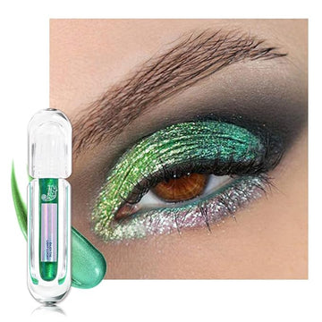 AMY'S DIARY Duochrome MultiChrome Chameleon Green Liquid Metallic Eyeshadow, High-Impact Multi-Dimensional Finish,Deep green Silky Smooth and High Pigment Holographic Glitter Eyeshadow Makeup (02#)
