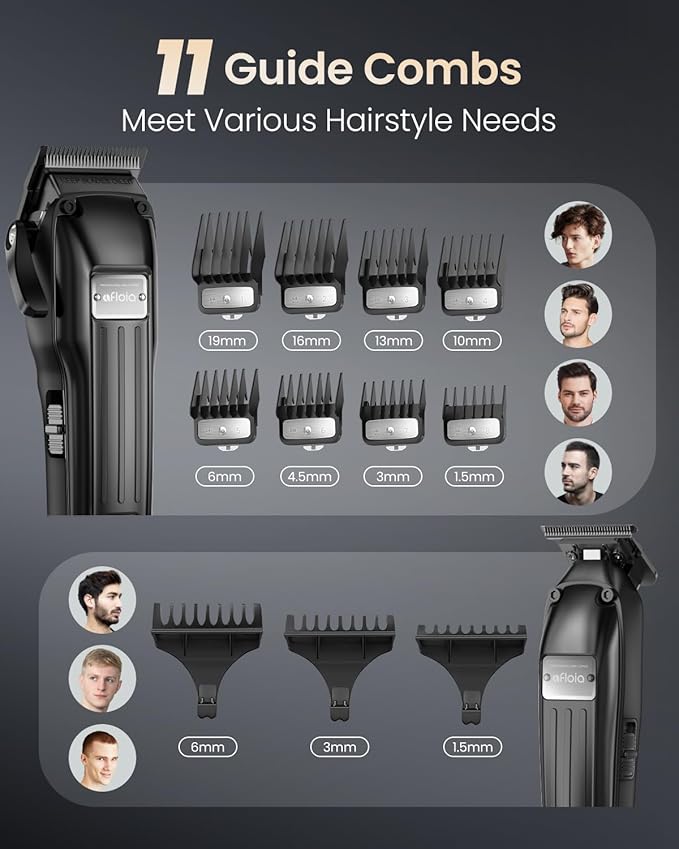 Professional Hair Clippers Set for Men - Afloia Premium Haircut Clipper&Trimmer Kit with High Torque Brushless Motor & DLC Coated Detachable Blade& Charging Stand, Gifts for Men Husband Dad