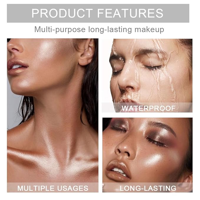 evpct Pearl White Silver Face Highlighter Makeup Shimmer