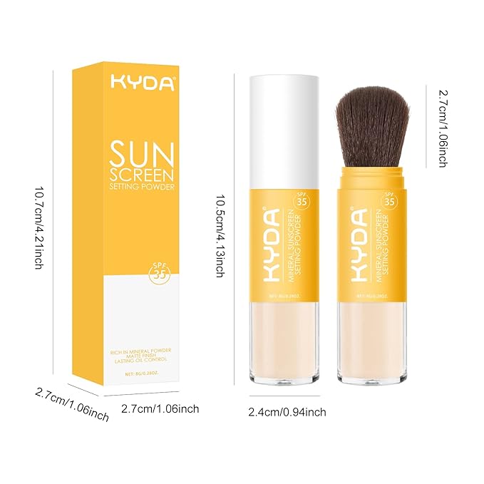 KYDA 2 Pcs Mineral Sunscreen Powder for Face & Scalp, Mineral Scalp Sunscreen SPF 35, Lasting Oil Control Matte Loose Setting Powder, Lightweight Breathable for All Skin Type, Translucent