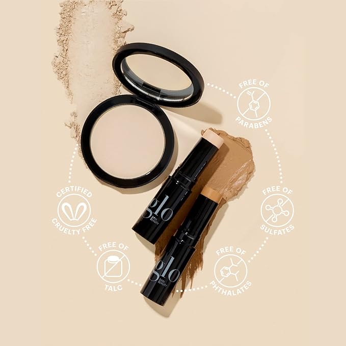Glo Skin Beauty Pressed Base Powder Foundation Makeup (Honey Medium) - Flawless Coverage for a Radiant Natural, Second-Skin Finish