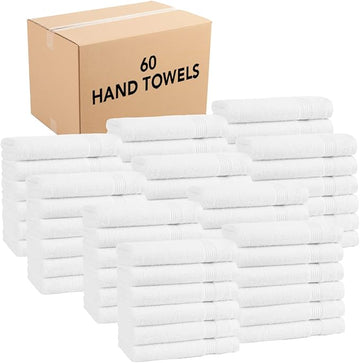 Arkwright Bathroom Hand Towels Set of 6 - (Bulk Case of 60) Super Soft 100% Cotton, 600 GSM Quick Dry & Absorbent, Luxury Bath Essentials for Hotels, Spa, Hosts, and Vacation Rentals, Dove White