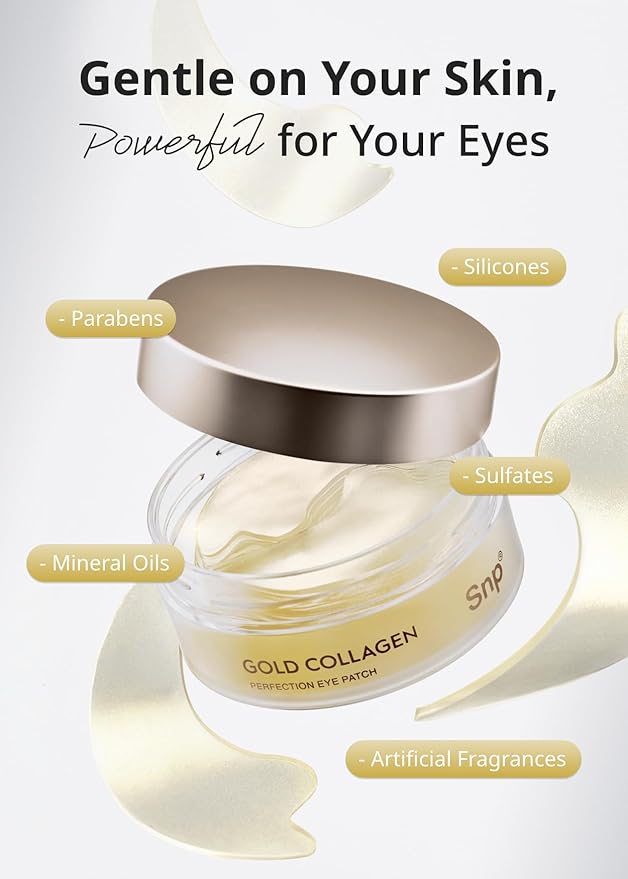 SNP [K Beauty 24K Gold Perfection Eye Patch | Nourishing Under Eye Patches for Wrinkles and Dark Spots | Under Masks for Puffy Eyes and Dark Circles | Korean Collagen Skincare | 60 Patches