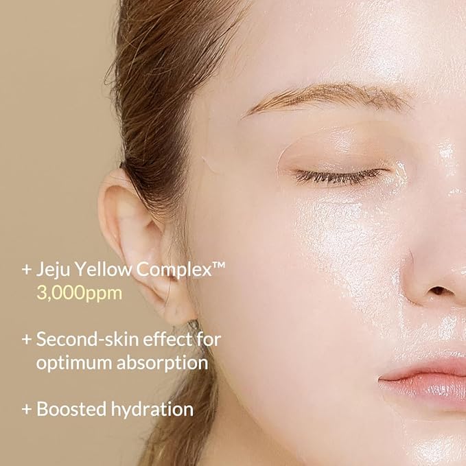 MIZON Joyful Time Jeju Face Mask (Lotus) Koren Full Face mask Non-sticky Boosts Hydration with Jeju Yellow Complex(10 PCS)