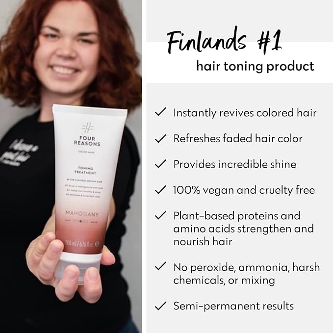 Four Reasons Color Mask - Mahogany 27 Colors) Toning Treatment, Color Depositing Conditioner, Tone & Enhance Color-Treated Hair - Semi Permanent Hair Dye, Vegan and Cruelty-Free, 6.76 fl oz