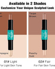 Contour Stick, 2Pcs Dual-Ended Highlighter Makeup Pen & + 02#)