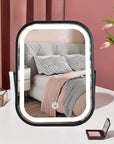 Travel Mirror with Lights, Small LED Makeup Mirror with Lights,Portable Desk Mirror 1200mAh Battery,3 Color Modes,Dimmable Touch Screen, Tabletop Folding Compact Mirror,Women Gift