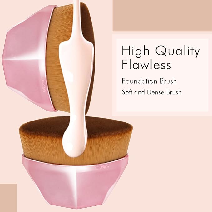 Foundation Brush, Daubigny Perfect Makeup Brush for Face Blush Liquid Powder Foundation Brush for Blending Liquid, Cream or Flawless Powder Cosmetics with Protective Case (Rose Golden)