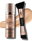 LUMINESS Silk Airbrush Spray Foundation 2-PC Kit - Foundation & Dual-Sided Angled Makeup Brush - Buildable Coverage, Anti-Aging Formula, Humidity Resistant, Hydrates & Moisturizes, Fair