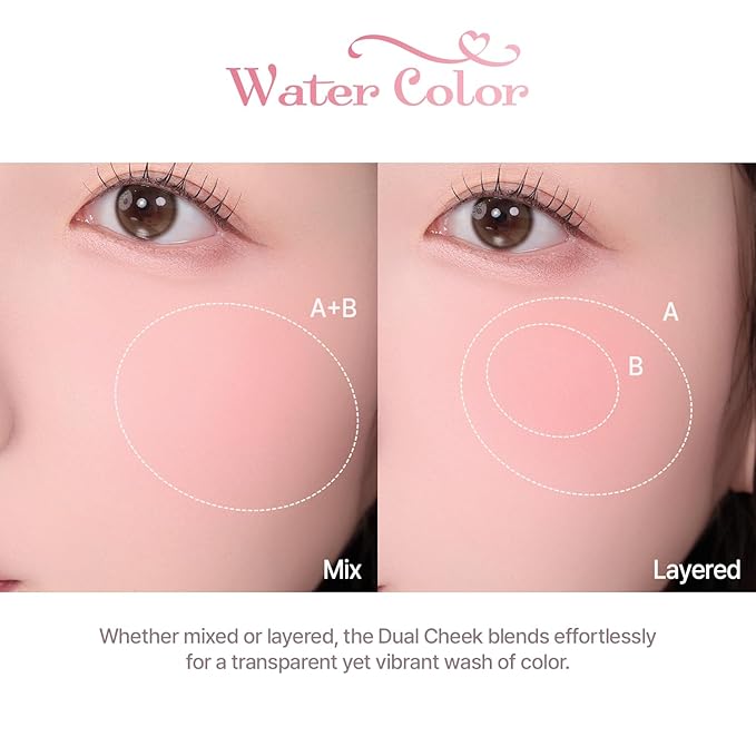 2aN Dual Color Face Blusher, Buildable & Blendable Cheek Color, Powder Blush, Korean Beauty (01 Cotton Candy Violet, 1.5 oz)