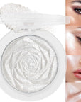 evpct Pearl White Silver Face Highlighter Makeup, White