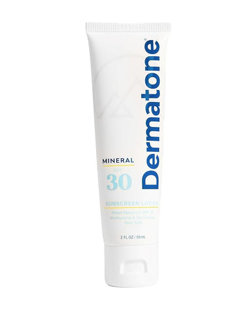 Dermatone Mineral Sunscreen Lotion SPF 30 - Zinc Oxide Face and Body Sunscreen for Sensitive Skin | Reef Safe | Water Resistant (80 min), Non-Greasy, Broad Spectrum UVA/UVB Protection | 2 oz