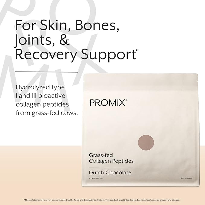 ProMix Nutrition Collagen Peptides, Chocolate - Hydrolyzed Collagen Protein Promotes Healthy Skin, Bones, Joints & Recovery Support - Add to Shakes, Smoothies - 2.5 Pound (Pack of 1)