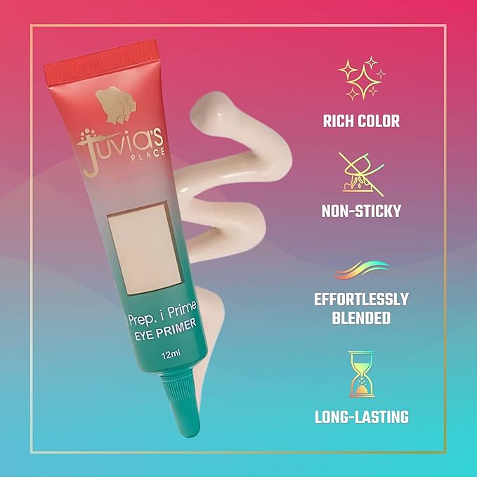 Juvia's Place i Prep, i Prime Eyeshadow - Milky White, Cream Base Eye, No Crease Eyeshadow, Eye Makeup Addition, Primer Intensifying Glitter, Matte