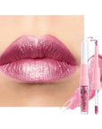 Kaely 2-in-1 Mauve Pink Metallic Lipstick and Lip Liner, Shimmer Liquid Metallic Lipsticks for Women, Glitter Lip Gloss Stain Long Lasting Waterproof Smudge Proof 24 Hour, Vegan Makeup, 12