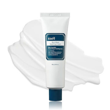 DearKlairs Rich Moist Soothing Cream 80ml, Repair Skin Barrier, Sensitive Skin, Hypoallergenic, Centella Asiatica, Ceremide, Moisturizer, Full Hydration, Non-sticky texture, Korean Moisturizer